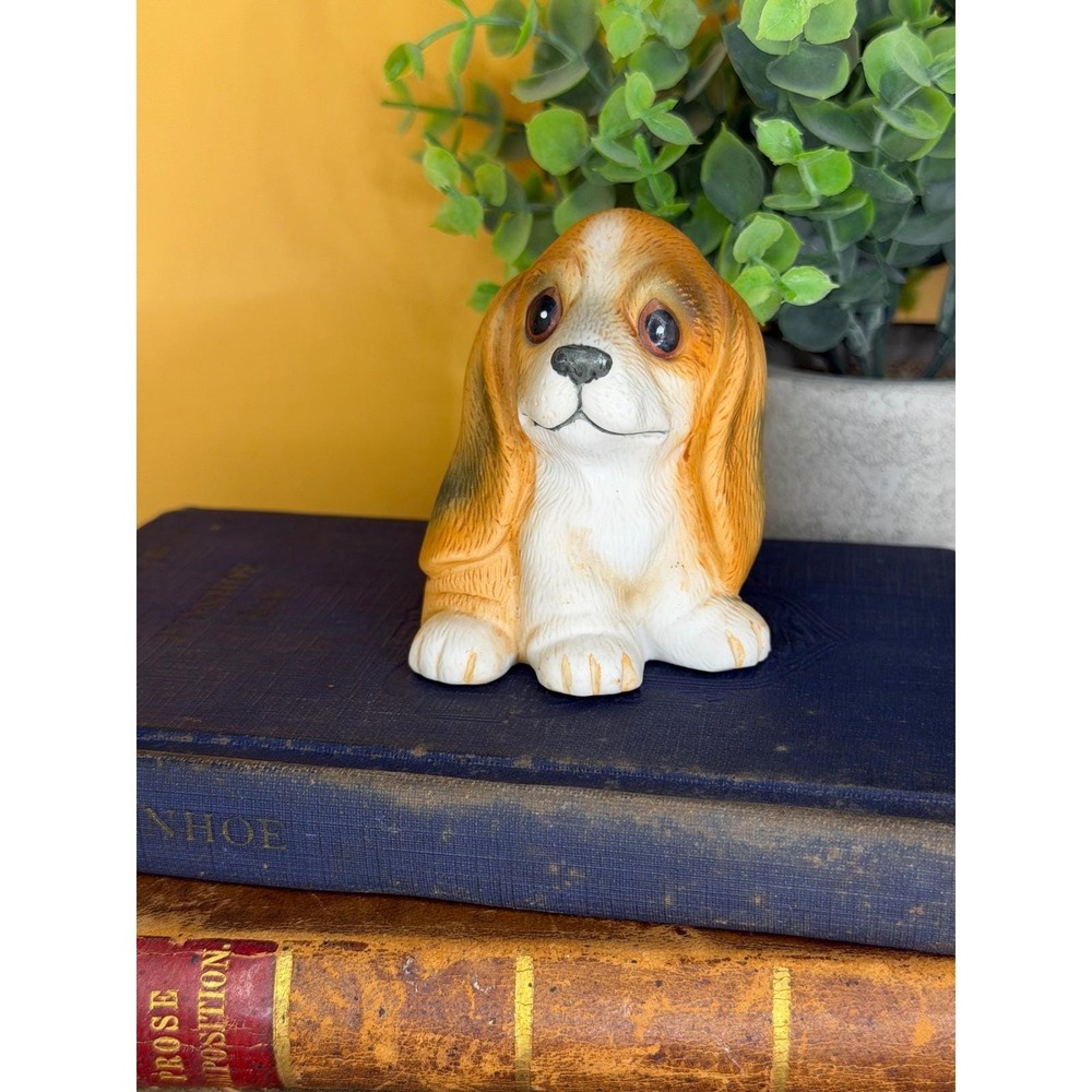 Vintage Homco Porcelain Basset Hound Beagle Puppy Dog Figurine 1407 Taiwan